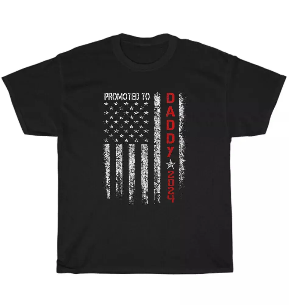 Patriotic Promoted To Daddy Est 2024 First Time Dad US Flag Father's Day T-Shirt Y2K tops Unisex Summer Short Sleeve