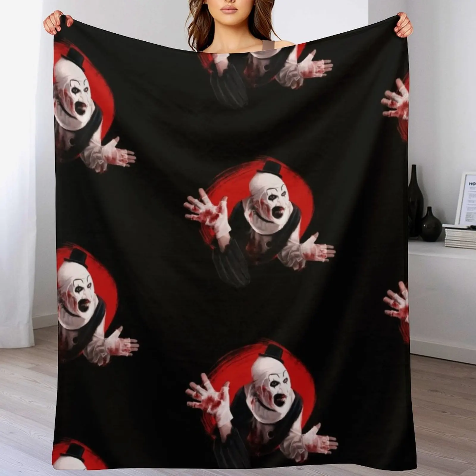 

Art the Clown the creepy waving for you Throw Blanket