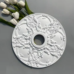PU Lamp Panel Round Panel Ceiling Lamp Pool Chandelier Base Decorative Carved Imitation Plaster