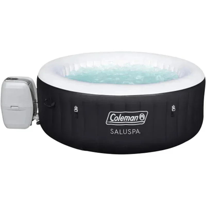 QAZ8-Coleman SaluSpa AirJet 2 to 4 Person Round Inflatable Hot Tub Portable Outdoor Spa with 60 Soothing AirJet and Insulated#R