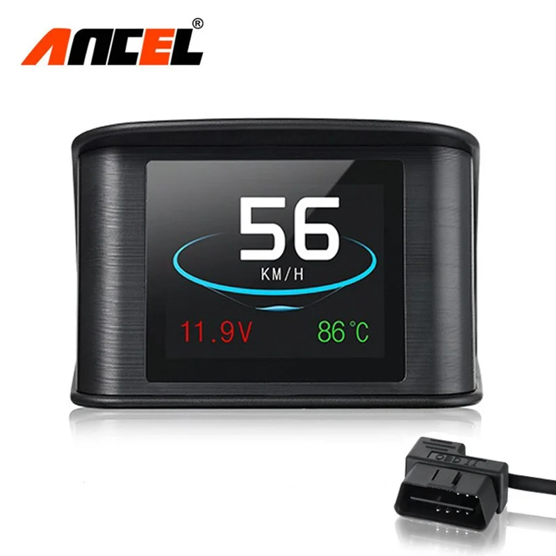 Ancel CAR HUD P10 Car Head Up HUD Display OBD2 Scanner Digital Temperature Board Computer Fuel Consumption Meter Speed Gauge