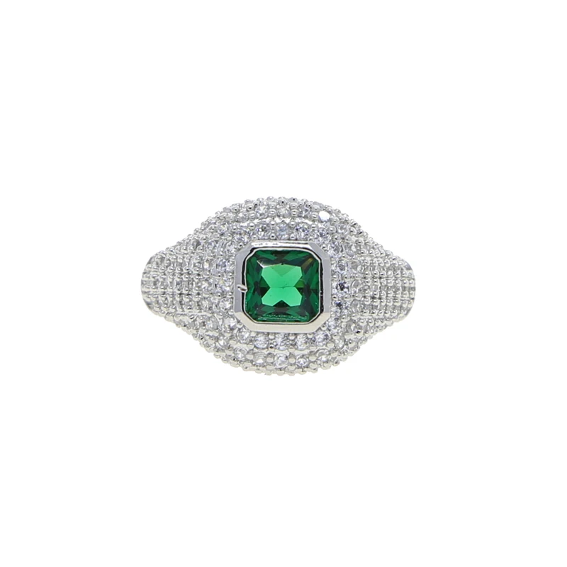 Micro Pave 5A CZ Iced Out Bling Geometric Pinky Ring for rings for Special Women