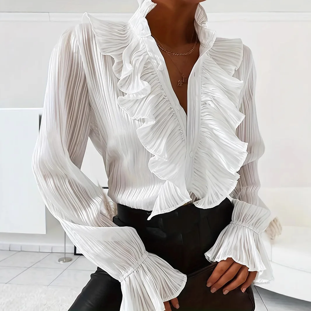 

2025 Europe The United States Popular Solid Color Casual Top Shirt