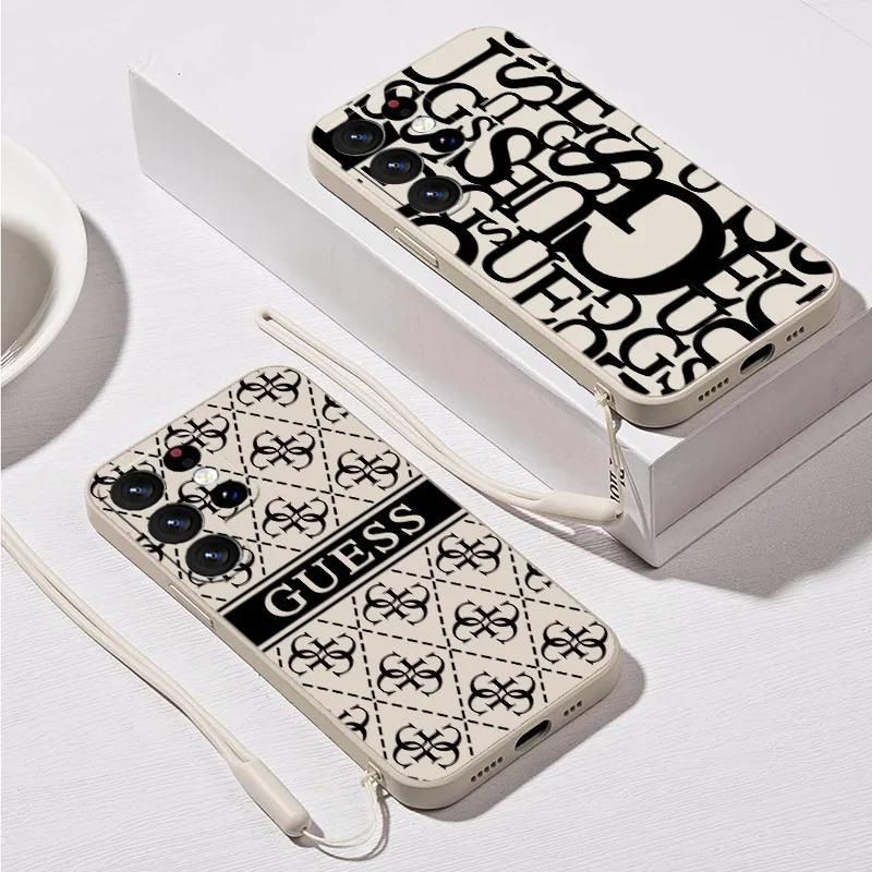 Luxury Love G-GuESs For Samsung S20 S21 S22 S23 S24 S25 Note 20 Plus Lite Ultra FE Liquid Rope Phone Case