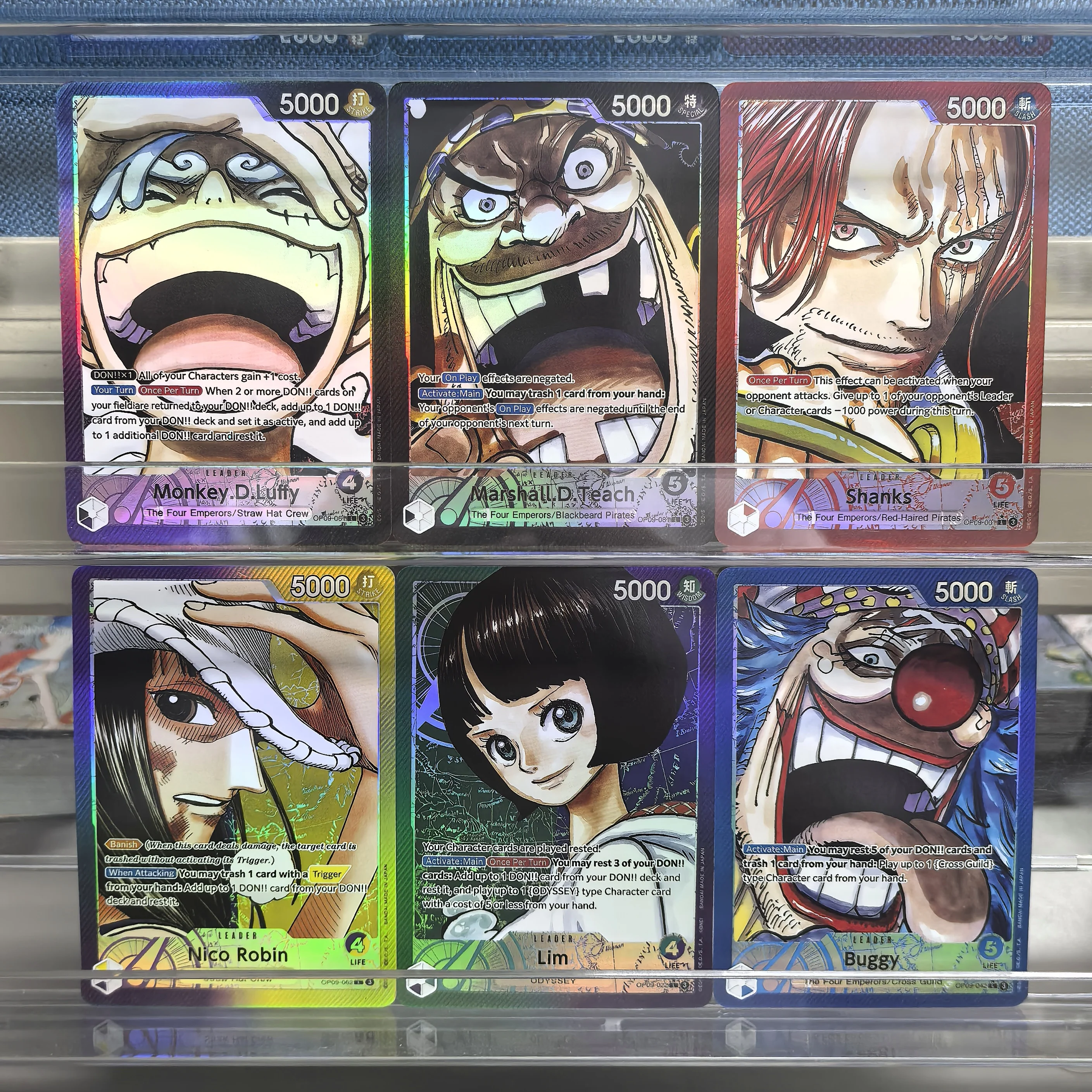 

6 шт. OPCG OP09 английская цельная коллекционная карта аниме Monkey.D.Luffy Teach Shanks Нико Робин Лим Багги классические игровые карты подарок