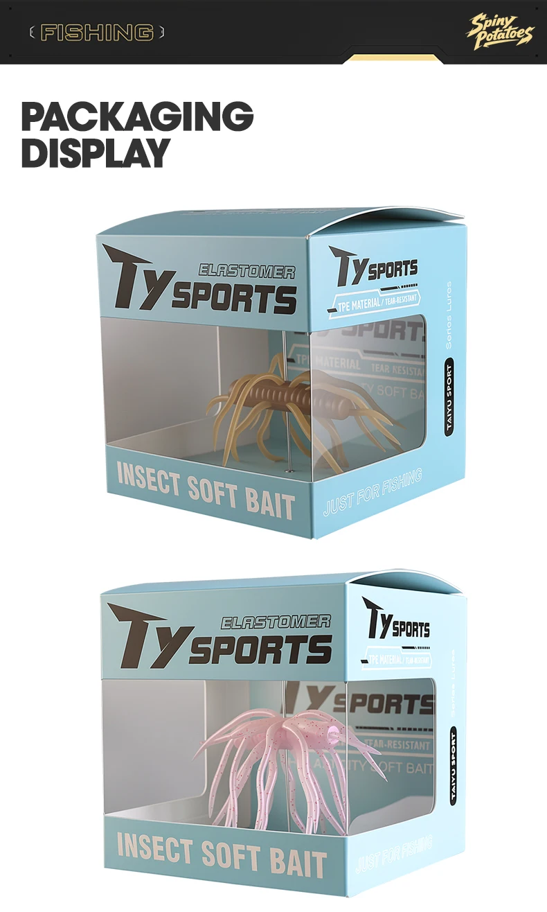 TAIYU Boxed Soft Worms Angelköder aus TPE-Material, langlebiger künstlicher Weichköder für Salzwasser/Süßwasser, Angelköder für Barsch/Forelle. – Detail 14