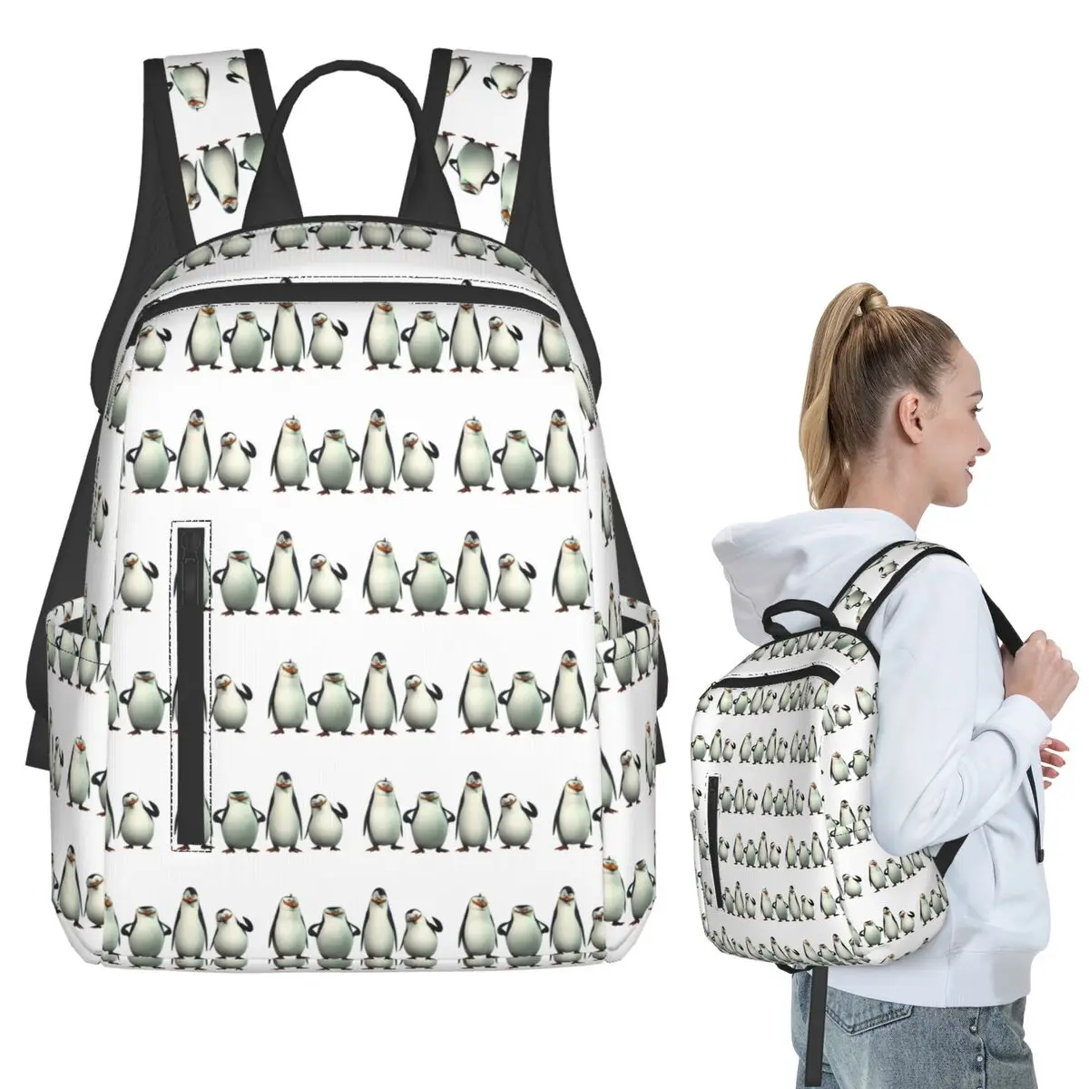 Pose Penguins Of Madagascar Backpack Student BookBag Children School Bag Computer Shoulder Bags Boys Girls