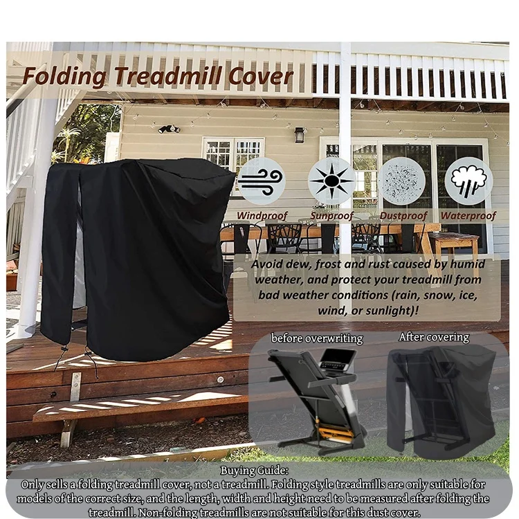 1 piece folding treadmill dust cover, 210D Oxford cloth. 5 sizes, suitable for covering most models.
