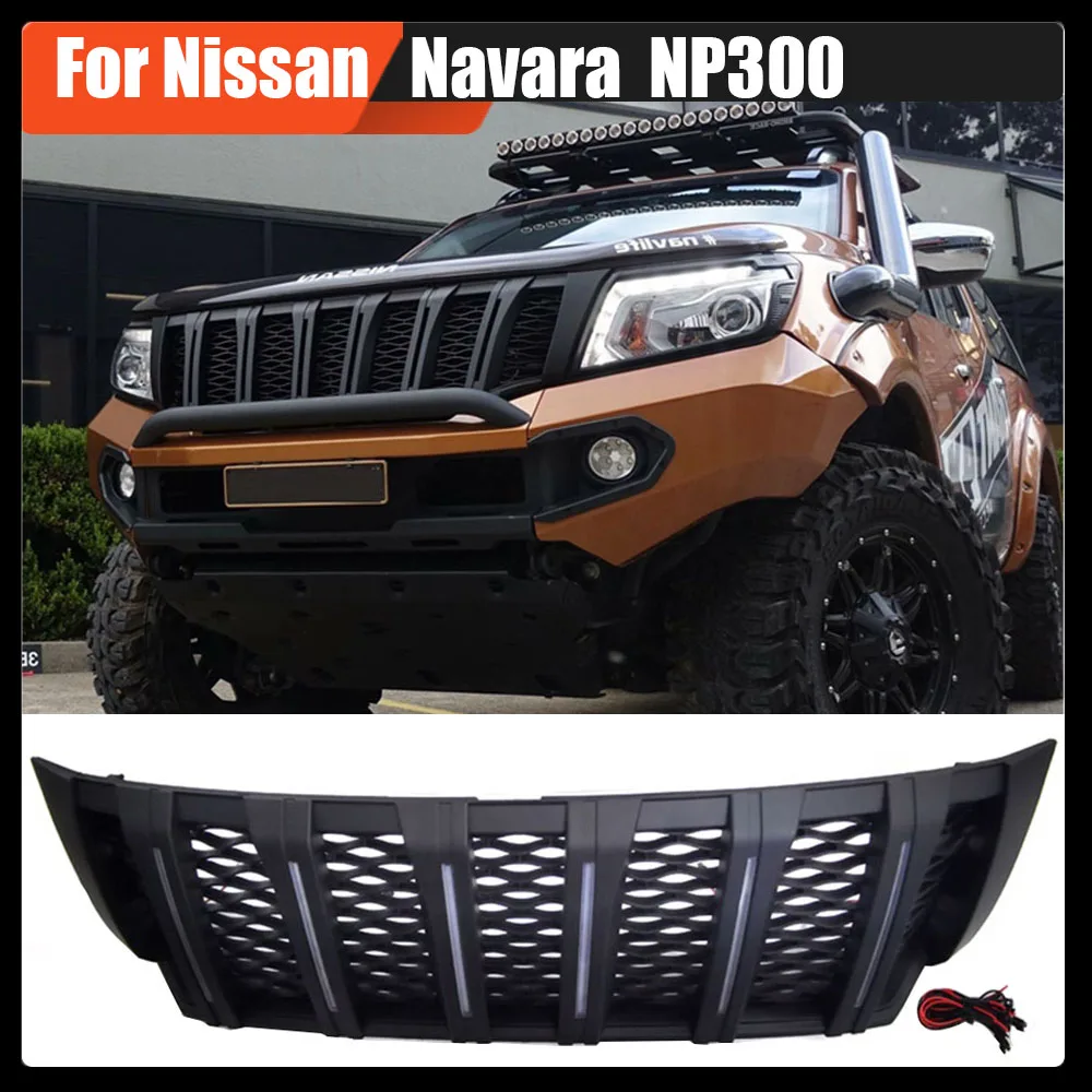 

Car Modified Front Racing Grille Upper Bumper Cover Grilles Mesh Grill Auto Parts For Nissan Navara NP300 2015~2018
