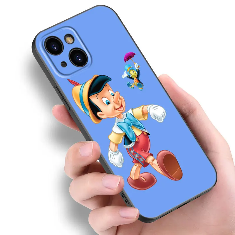 Funny Anime Pinocchio Phone Case For Apple iPhone 12 13 Mini 11 14 15 Pro Max 7 8 Plus X XR XS SE 2020 2022 Black Silicone Case