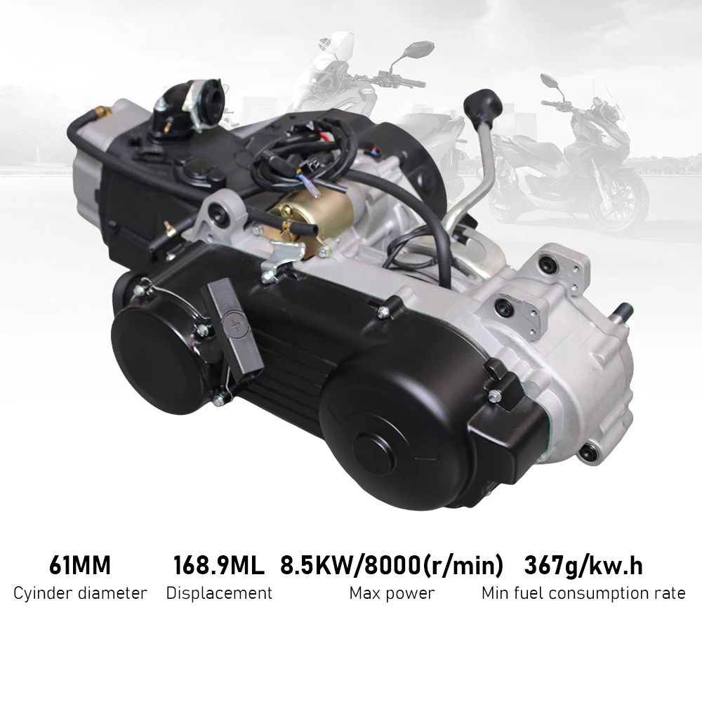 GY6-161CC 4 Stroke Single Cylinder High Power Reverse Gearbox Motorcycle Engine Stable Running Strong Power Output