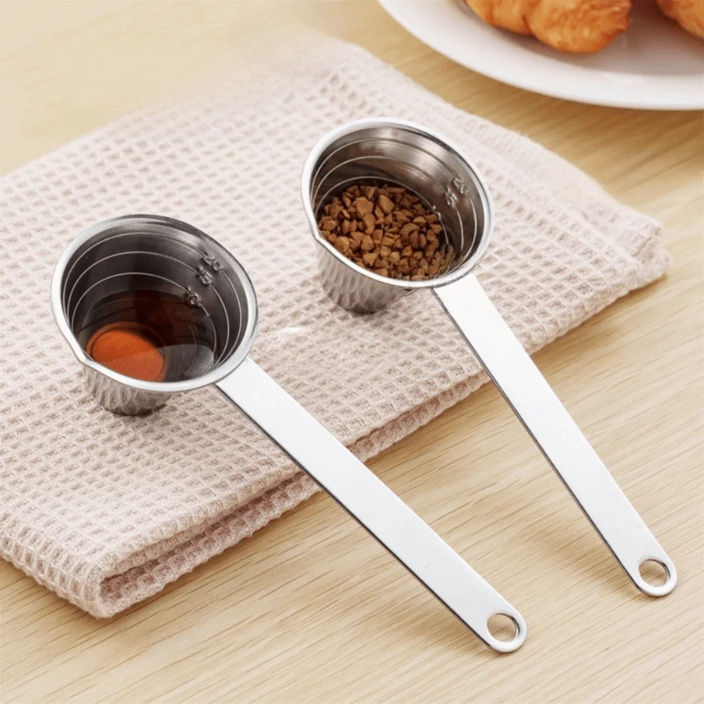 Long Handle Stainless Steel Measuring Spoon Lightweight Rust-proof Baking Dosing Spoon Hanging with Markings Seasoning Spoon