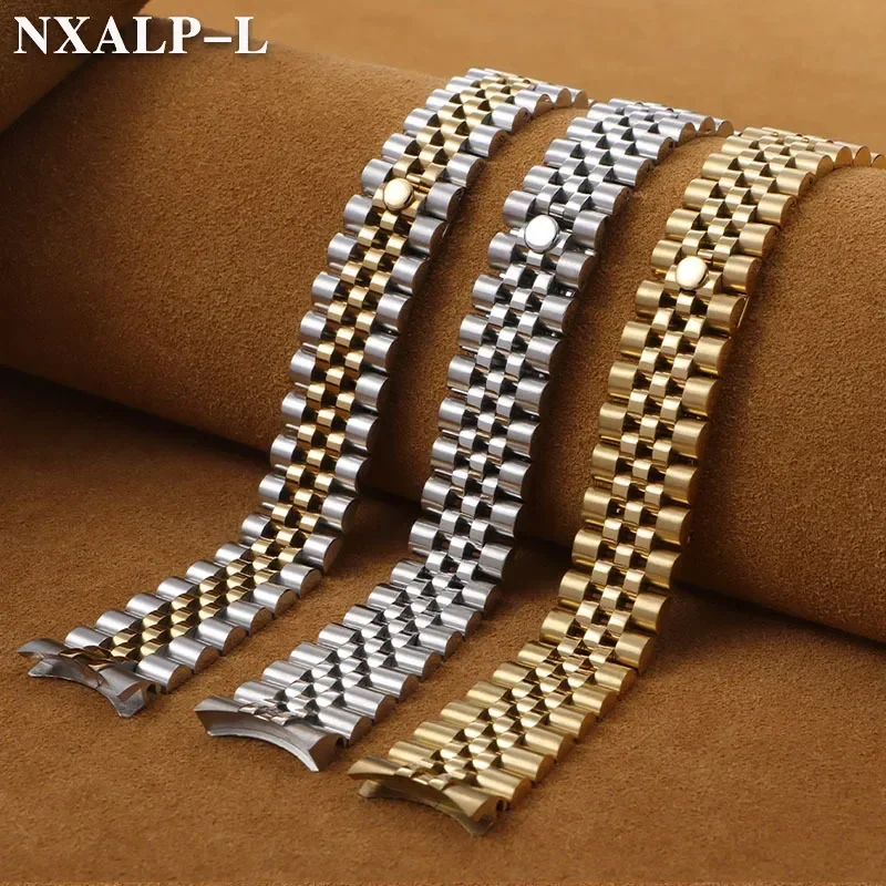 عالية الجودة منحني نهاية حزام معدني ل رولكس ل اليوبيل حزام الساعات 13 17 مللي متر 20 مللي متر 21 مللي متر الصلبة الفولاذ المقاوم للصدأ سوار إكسسوارات