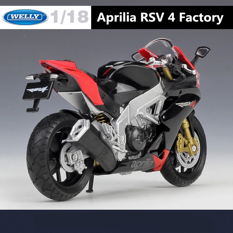 WELLY 1:18 أبريليا RSV4 مصنع سبيكة دراجة رياضية هوائية نموذج محاكاة المعادن شارع دراجة نارية نموذج جمع الأطفال هدية