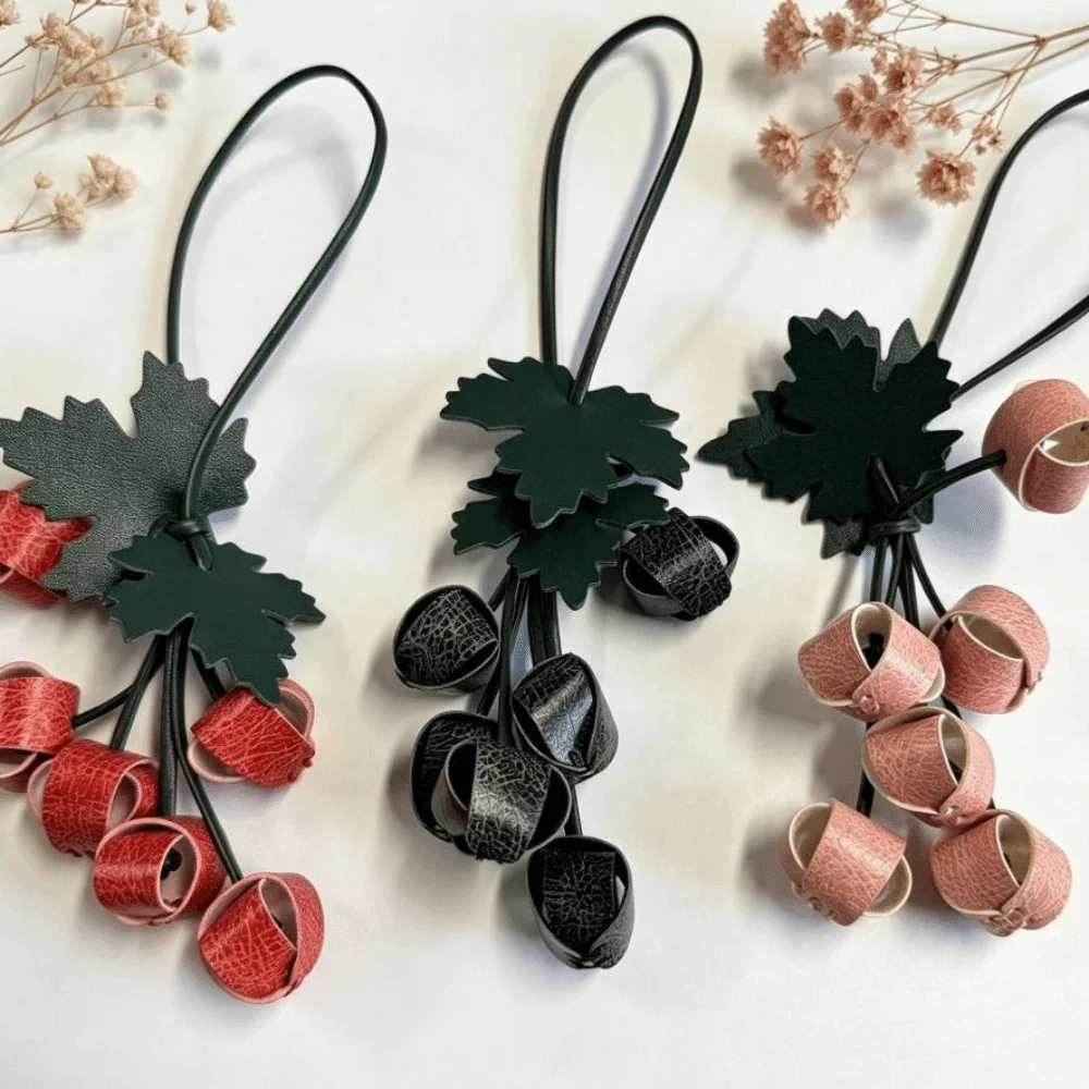 Lovely Key Chain Grape Shape Leather Pendant Weave Handmade Grape-shaped Skewer Keychain Creative Hanger Pu Fruit Bag Charm Men