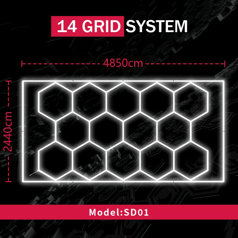 Car Workshop Design Detailing Hexagon Light LED 6000K Showroom Hexagonal Ceiling Light