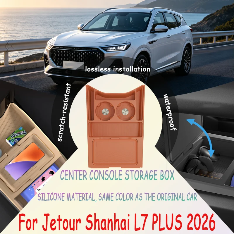 For Jetour Shanhai L7 PLUS 2026 Center Console Lower Storage Box, Drop-in Organizer Tray, Sunglasses Holder, Car Interior