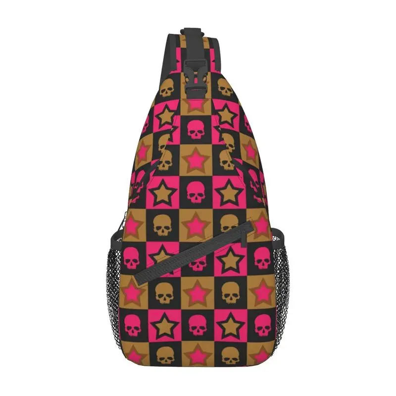 Mochila con estampado de calavera y estrella Grunge para hombre, bandolera de hombro personalizada, a la moda, para ciclismo y acampada