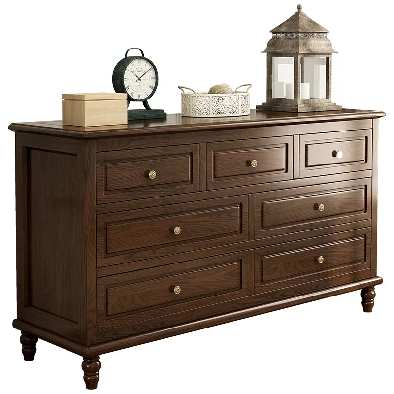 

American style, solid wood, chest, ash wood, five buckets, modern, simple