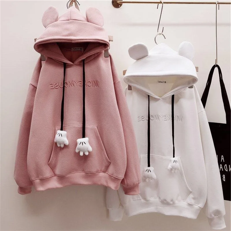 Female Sweatshirt Kawaii Hoodies Cartoon mickey Hoodie Pullover Sweatshirt Korean Casual Loose Harajuku Oversized Hoodie