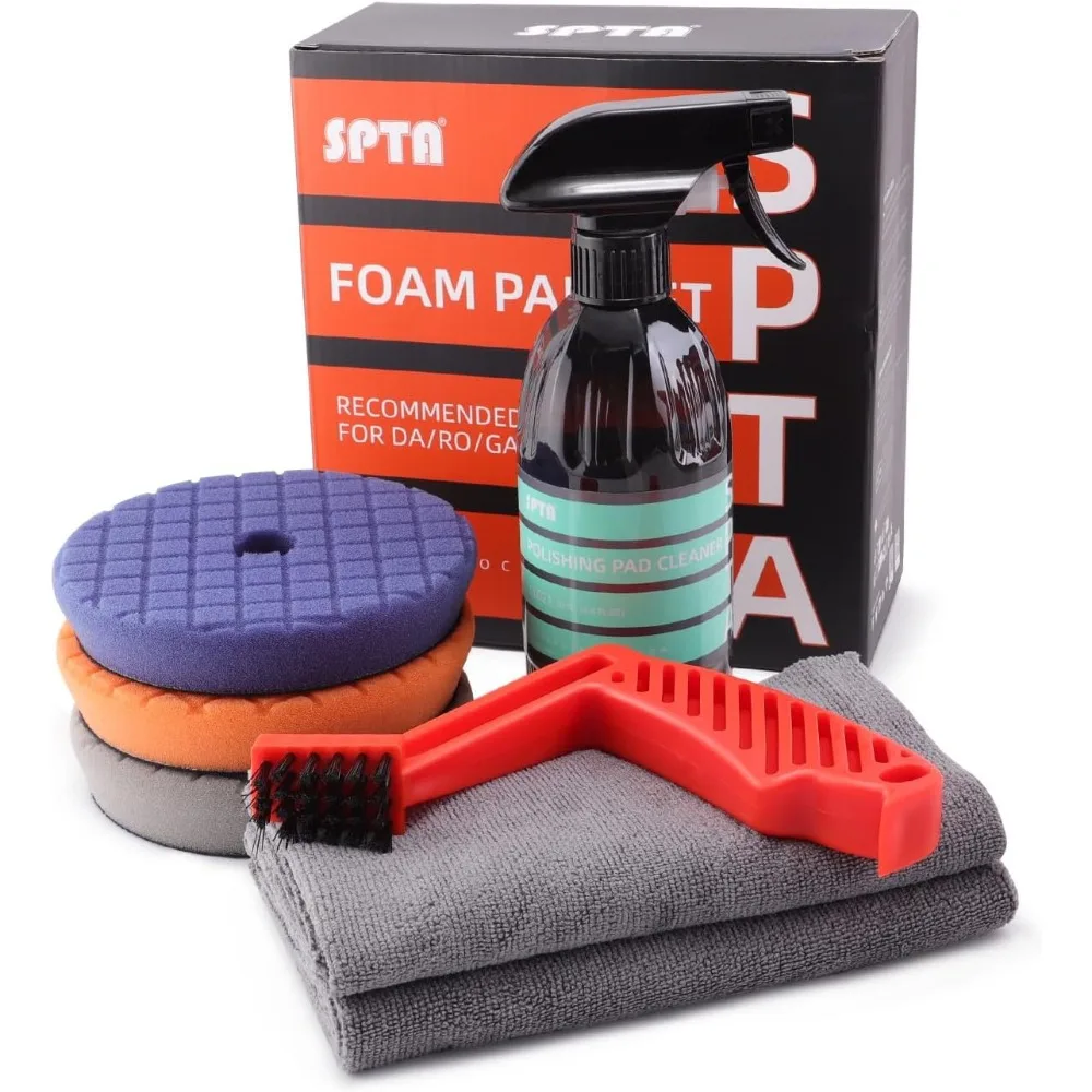 

Комплекты полировальных подушечек SPTA, 3 шт., 6,5-дюймовые полировальные подушечки, очиститель полировальных подушечек на 16 унций, 2 полотенца из микрофибры и 1 подушечка Cle