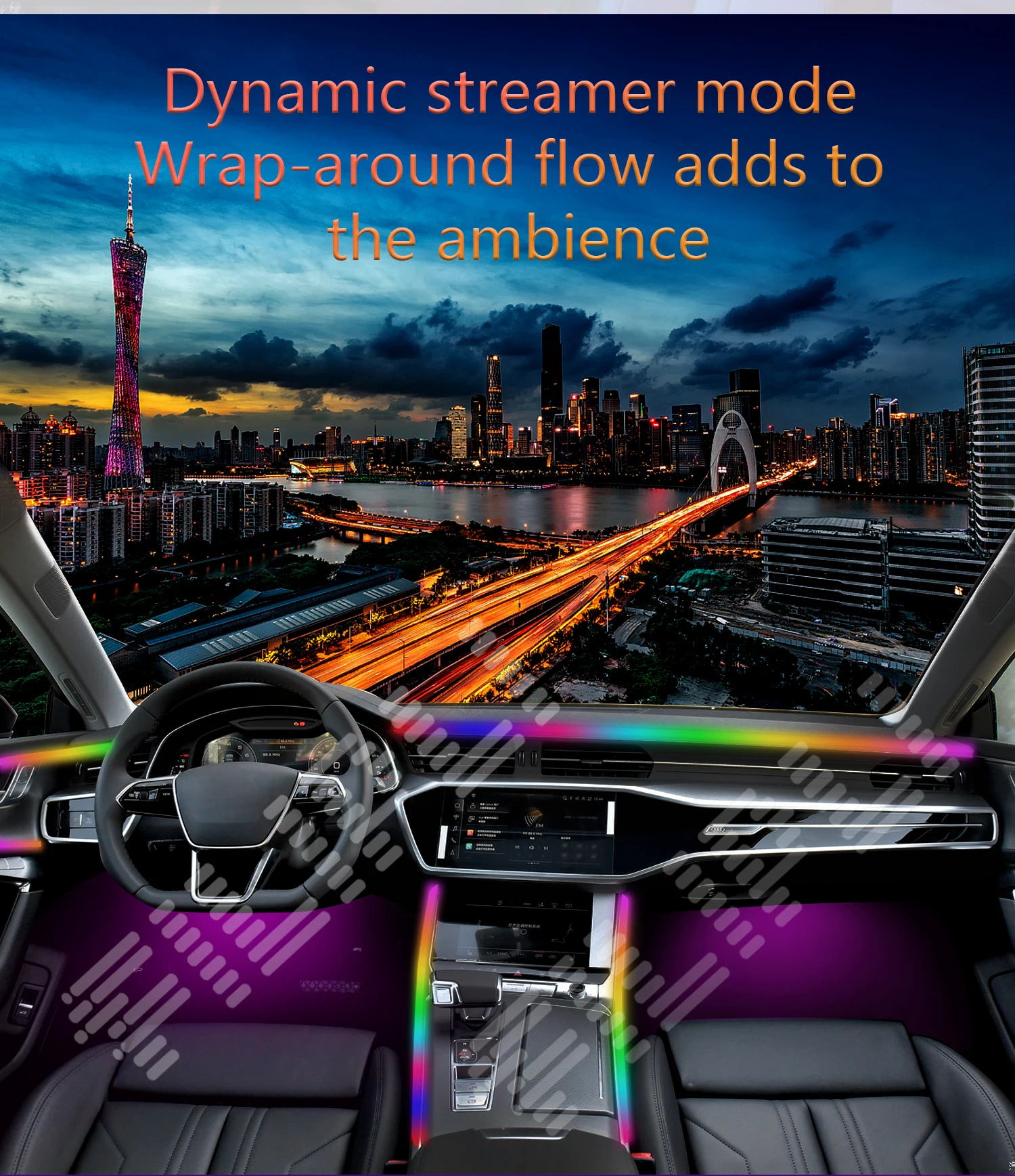 Car Atmosphere Lamp Fit For Honda Odyssey 1995-1999, Iridescent Symphony Streamer LED Ambient Light APP Bluetooth Interior Decoration Kit