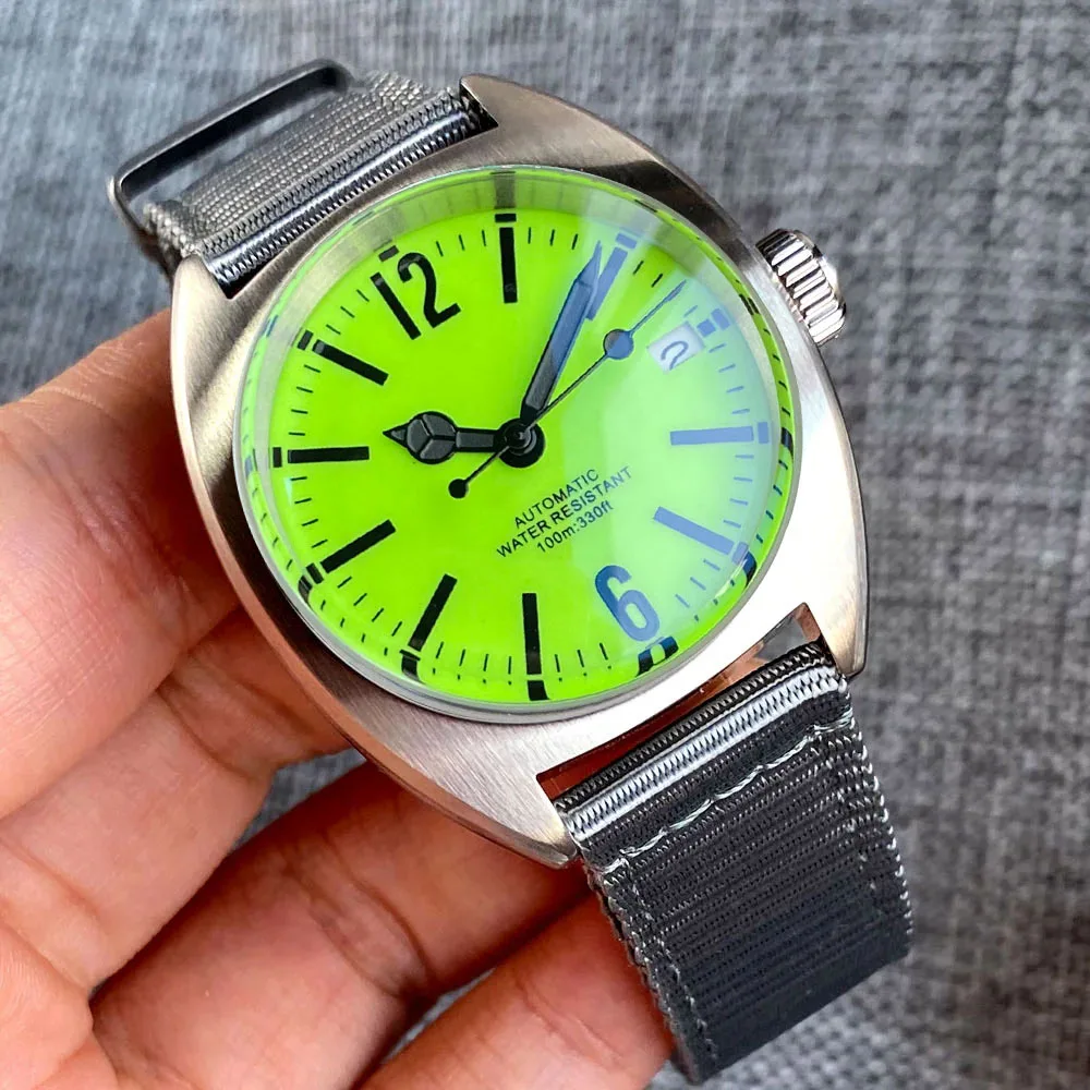 Pilot Dive reloj automático para hombre NH35, reloj de pulsera de acero luminoso completo, cúpula de cristal de zafiro, subreloj deportivo de mano