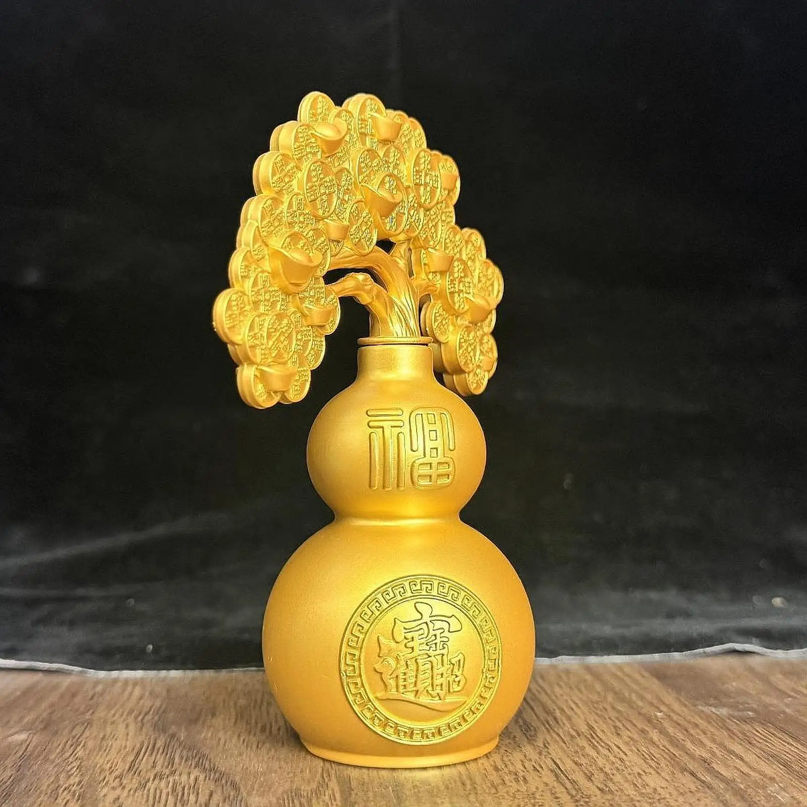 

Lucky Gourd Statue Retro Desktop Ornament for Bedroom Bookshelf Living Room