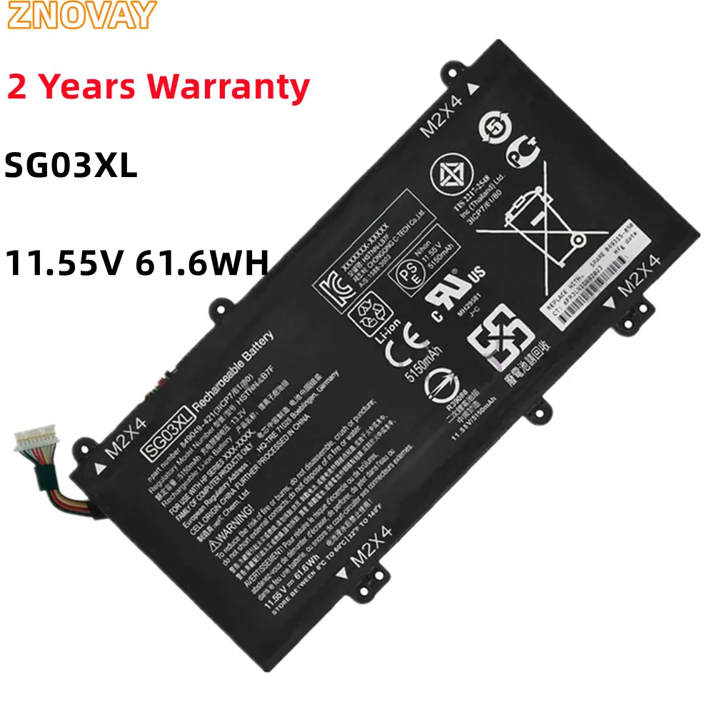 

ZNOVAY 11.55V 61.6WH 5150mAh SG03XL Laptop Battery For HP M7-U009DX HSTNN-LB7E TPN-I126 3ICP7/61/80 SG03XL