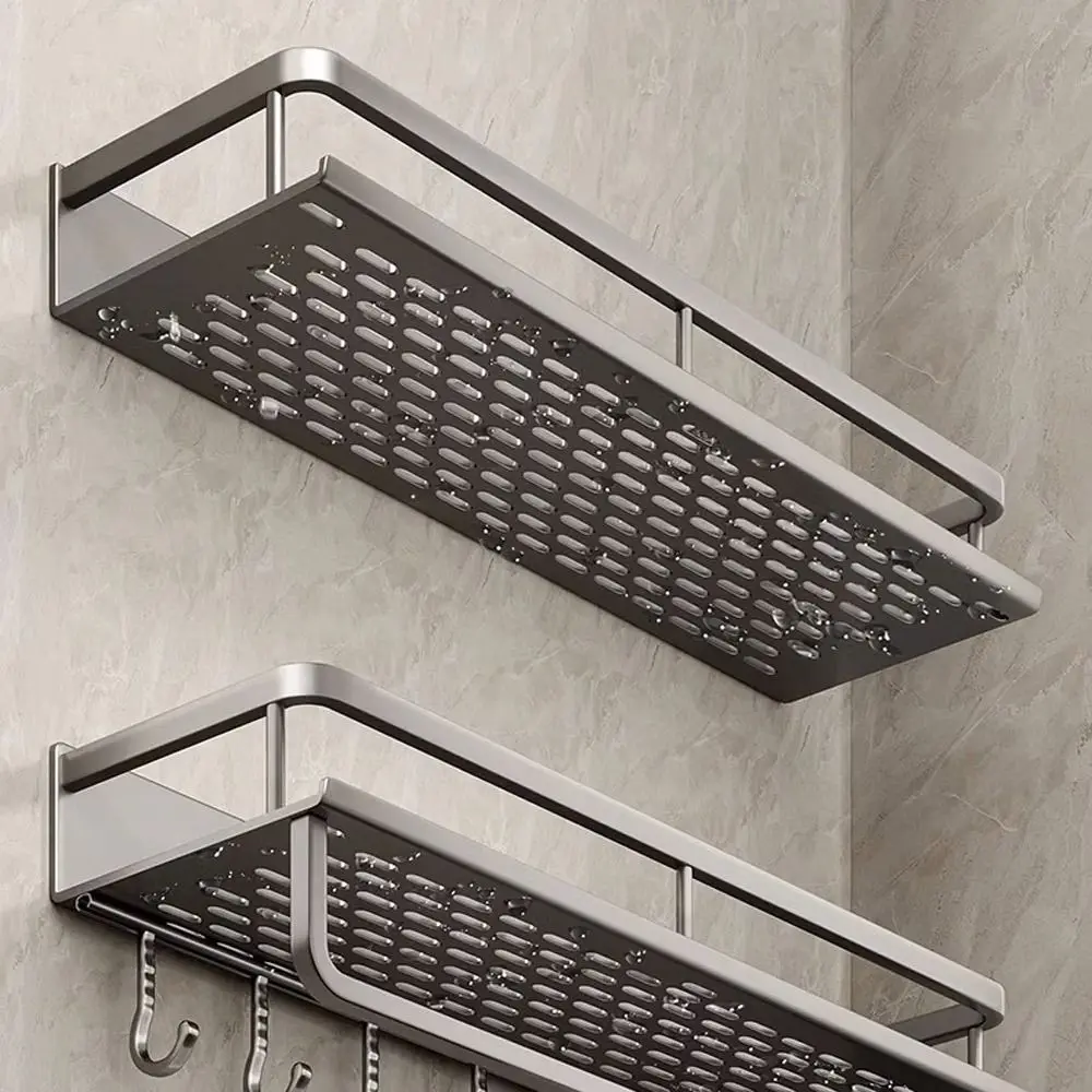 Bathroom Shelves Corner Shower Shelf Aluminum Wall Mount Shampoo Storage Rack Holders No Drill Kitchen Bathroom Accessories