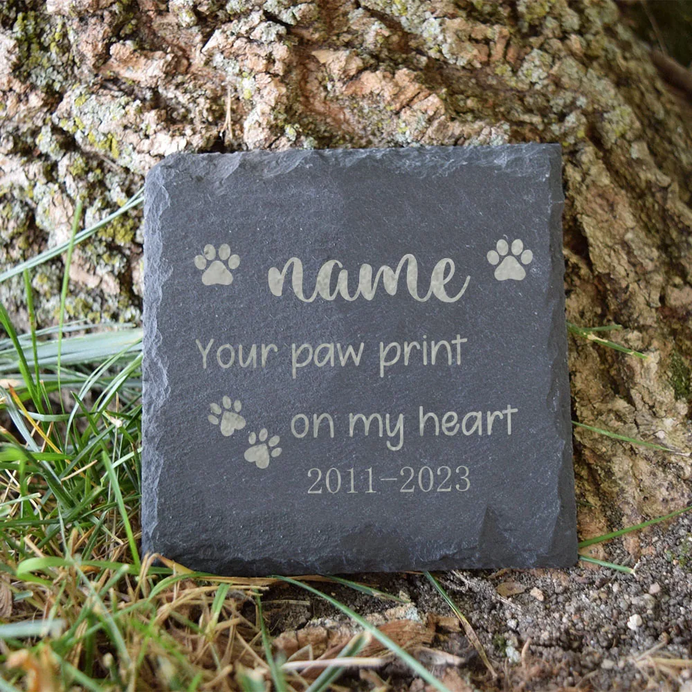 Gravado Pet Memorial Stone Slate, Pedra de sepultura de cão personalizada com nome, Pet Loss, Jardim, Lembrança Presente