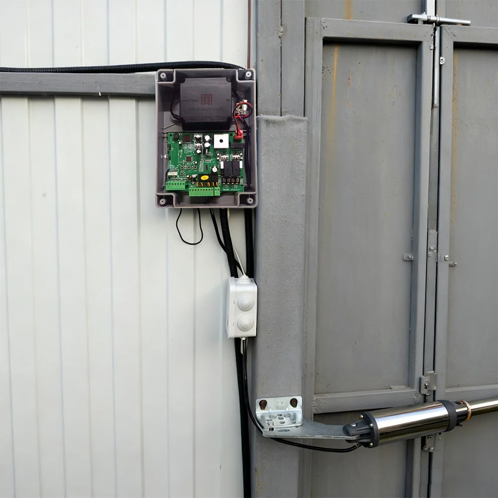 Полный комплект стального автоматического открывания ворот (EGA-18 PCB) — пульт дистанционного управления и Wi-Fi, двойные распашные ворота (макс. 440 фунтов, 12 футов/рук) с автоматическим доводчиком
