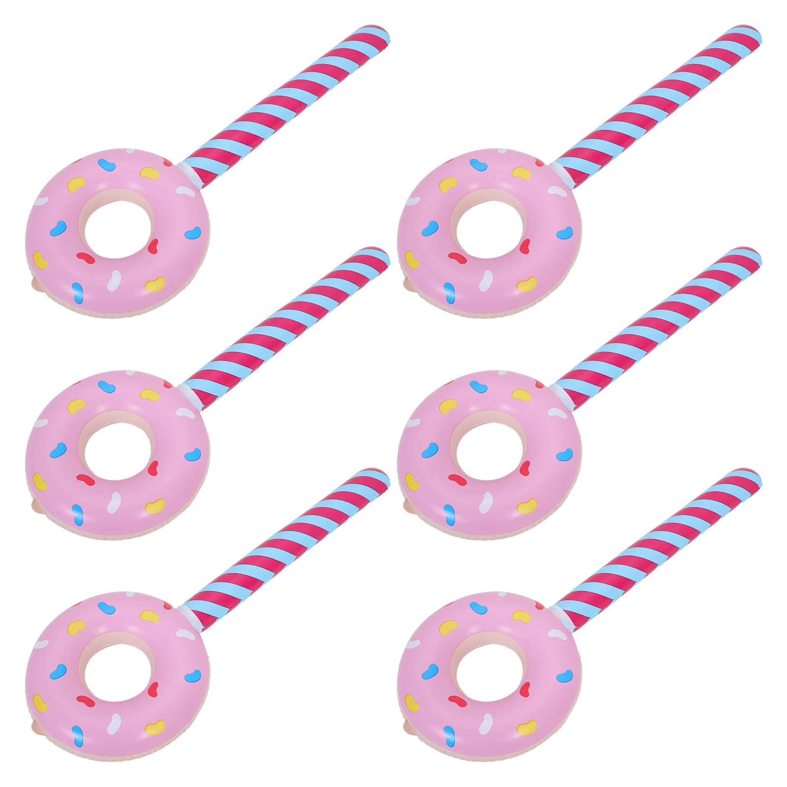 6Pcs Donut Shape Balloons 80Cm PVC Inflatable Stick Party Decor for Candyland Birthday Pool Theme Events Photo Booth Backdrop