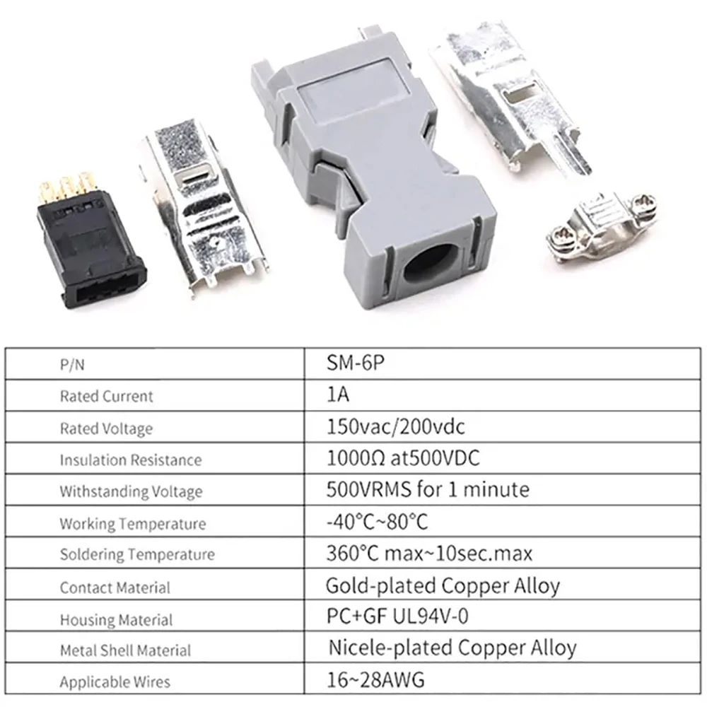 5 Stück CN3 Motor-Encoder USB-Anschlussbuchse 55100-0670 IEEE 1394 - 6-PIN-Stecker 55100-0600 SM-6P M-6P Kabelstecker männlich weiblich – Detail 7