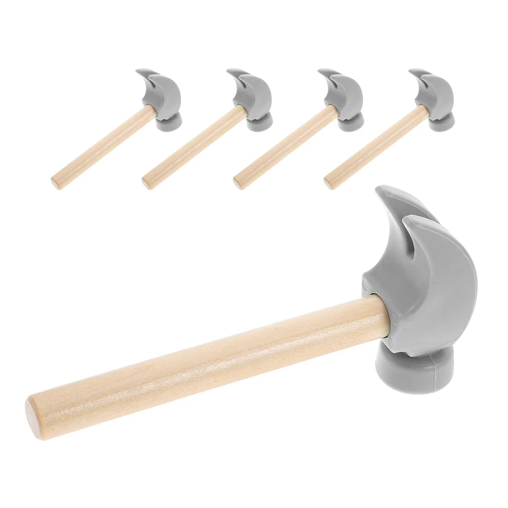 5 قطع الأطفال التعليمية مطرقة خشبية التظاهر اللعب قصف مطرقة للأطفال الصغار أداة خشبية لعب الأدوار
