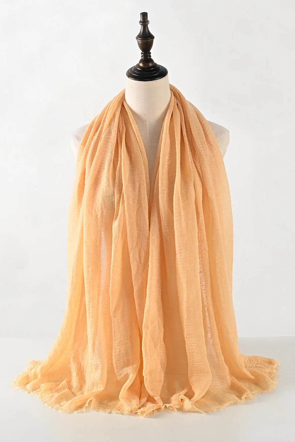 

New Muslim Fashion Ladies Casual Solid Wrinkled Woolen Edge Gauze Scarf