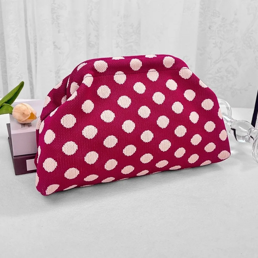 

High Quality Polka Dot Clutch Bag Portable Colorblock Dumpling Clutch Large Capacity Cosmetic Bag Women
