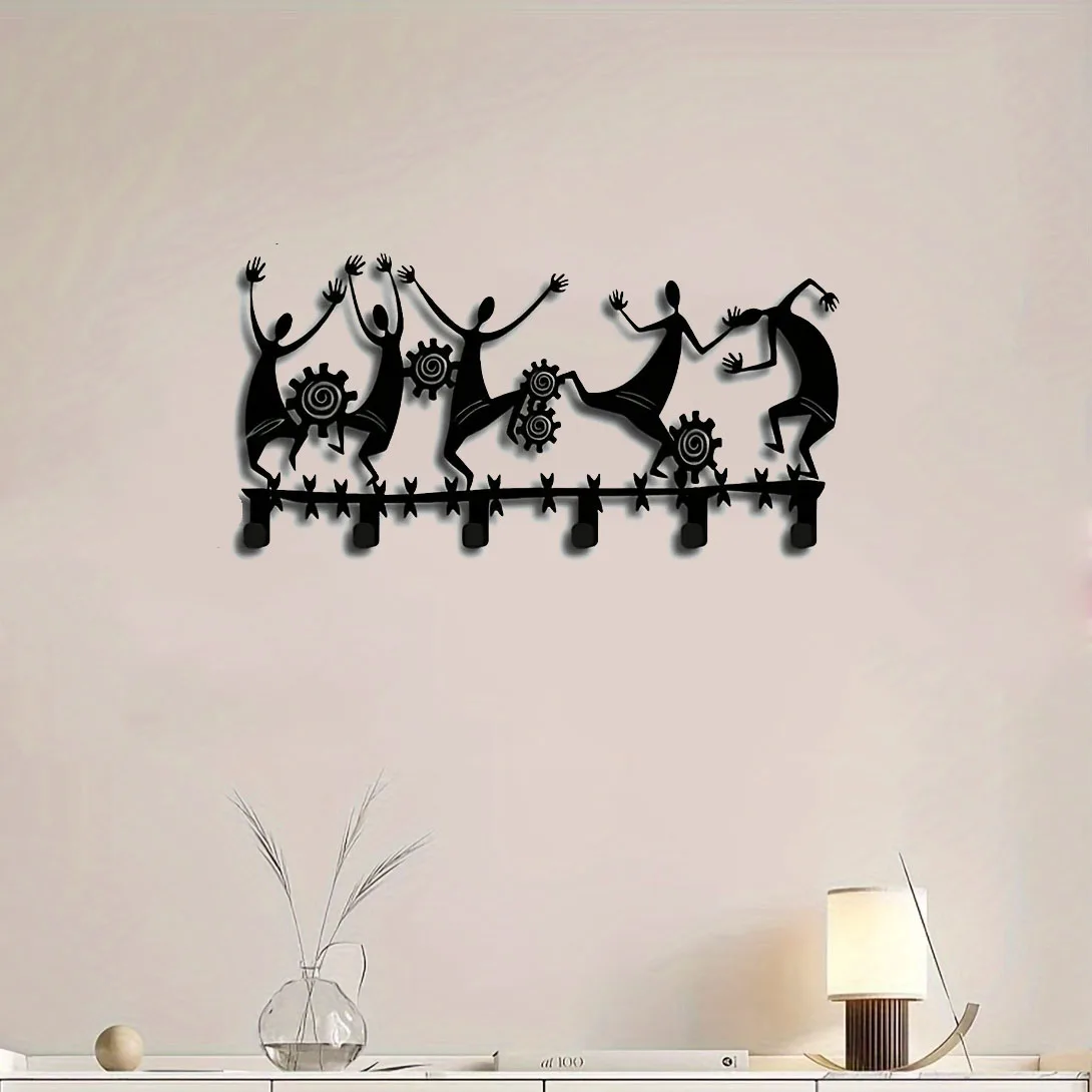 

1pc Black Wall Mounted Key Holder - 6 Hooks for Entryway and Living Room Decor - Organize Your Keys Gift