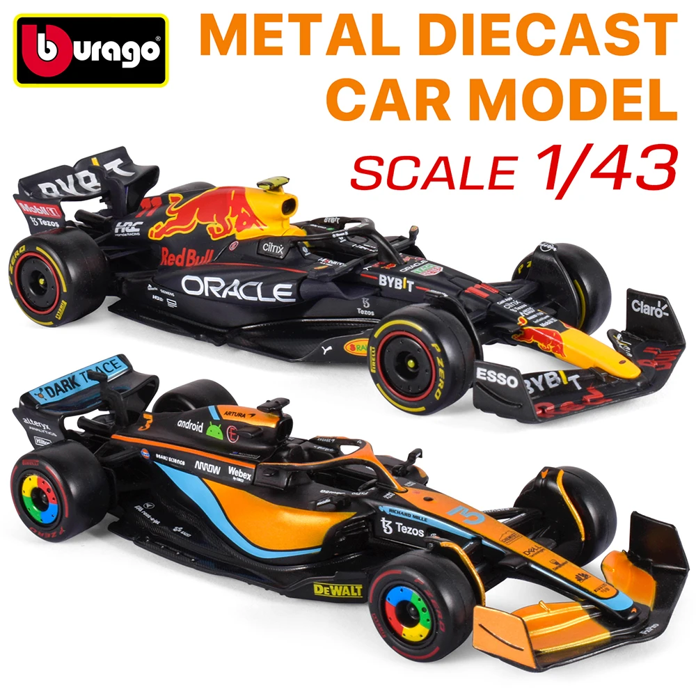 Модель автомобиля Bburago 1/43, 2022, 2023, Ferrari F1-75 55 Sainz Redbull Racing, Mercedes Alfa Romeo McLaren, миниатюрные игрушечные автомобили