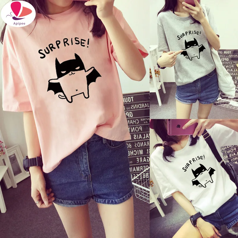 Cartoon Printing T Shirt Summer Women Short Sleeve Leisure Top Tee Casual Ladies Female T Shirts  Woman Clothing