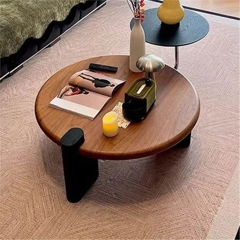 

Medieval style high-end living room household round small apartment high-end coffee table combination