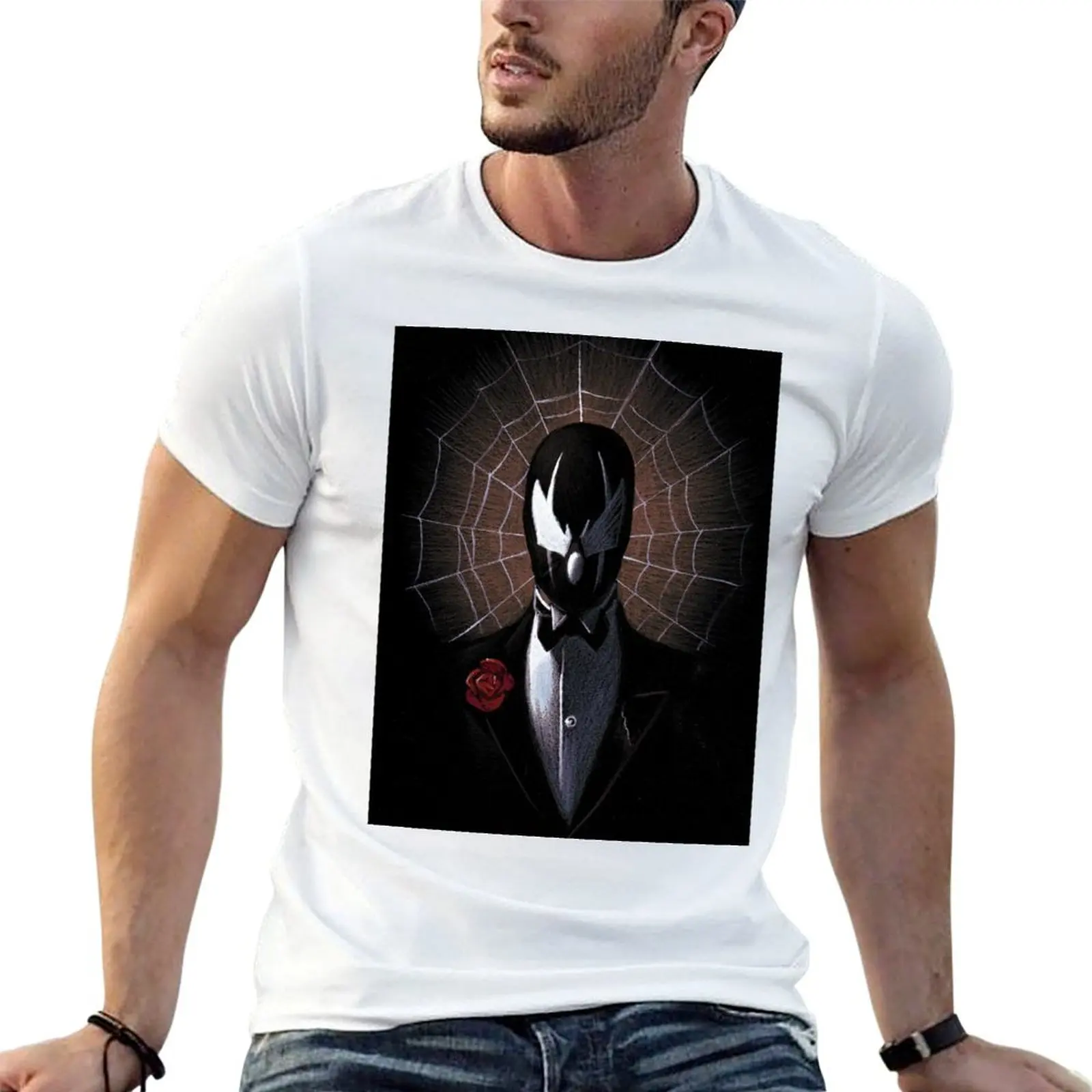 Camiseta de diseñador para hombre con estampado de Grendel, Matt Wagner, Rose, cómic, Dark Horse, Hunter Rose, esmoquin, pintura y color de lápiz.