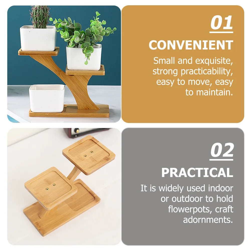Green Plants Stand Holder For Flower Shop Display Stand Home Decore Desktop Flowerpot Bamboo Planter Khaki Multi-layer