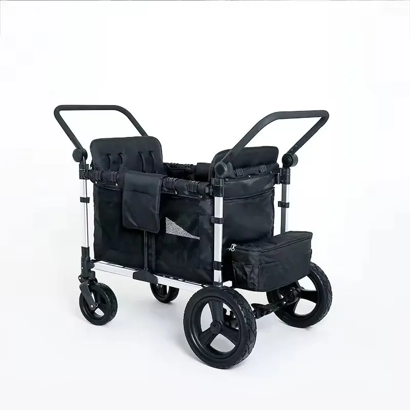 Collapsible Wagon Stroller 2 Seater Folding Baby Cart Twins  All Terrain Outdoor Fishing Garden Park Camping Groceries