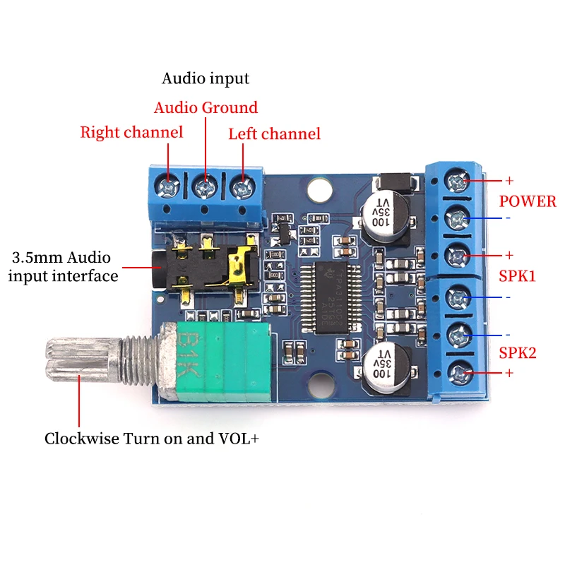 Javino 1/5/10Pcs DY-AP3015 High Power Stereo Digital Amplifier Board12V/24VPower SupplyDIYPower amplification module 30Wx2