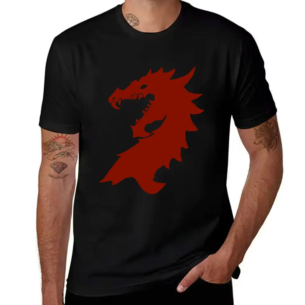 Men's Cotton T-Shirt Ferocious Dragon Print Casual Crew Neck Short Sleeve Tee for Daily Wear