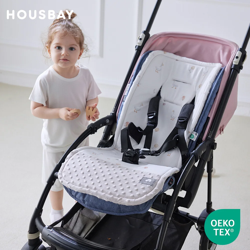 

Cushion 1.5Cm Thicker Multi Hole Adaptive Pram Light Grey Balloon Goose Printed Velvet Patchwork Universal Stroller Accessories