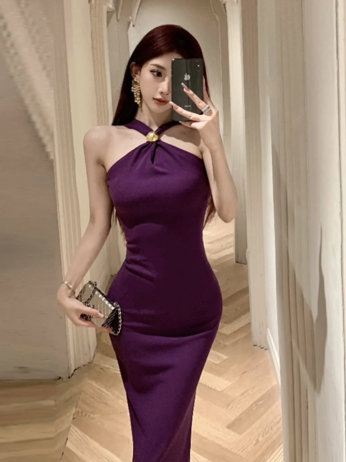 

Ele Hepburn Sle Svel Midi Dr Облегающее облегающее платье Hanging Nine Summer Faion Ladies' Dr