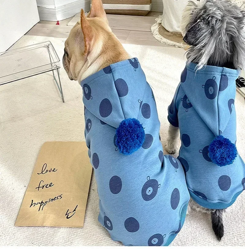 Soft Fleece Pet Clothes French Bulldog Puppy Dog Costume Warm Pet Hoodie Chihuahua Pug  Warm hat sweater For Small Medium Dogs