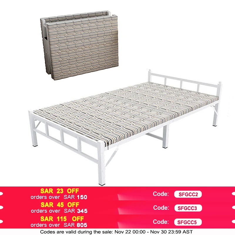 Folding Bed with Mattress, Portable Foldable Bed for Spare Bedroom, Office, Outdoor, No Assembly Required Bed 188 X 90 X 45cm